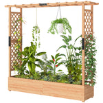 Raised Garden Bed With Trellis 196x44x181cm Natural