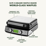 Elite Belgian Waffle Maker, Pfas-free Non-stick Ceramic Plates, Adjustable Controls | Black