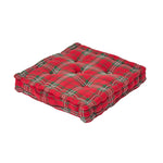 Cotton Tartan Check Floor Cushion | 50cm x 50cm | Red