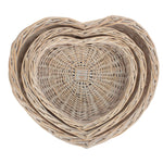Wicker White Wash Heart Shaped Tray | Set-of-3 | White