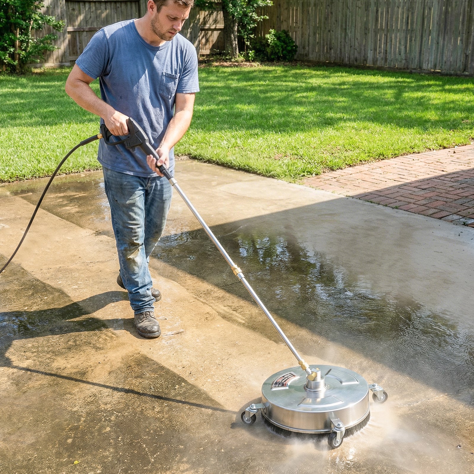 Outsunny 13" Pressure Washer Surface Cleaner With 4 Wheels