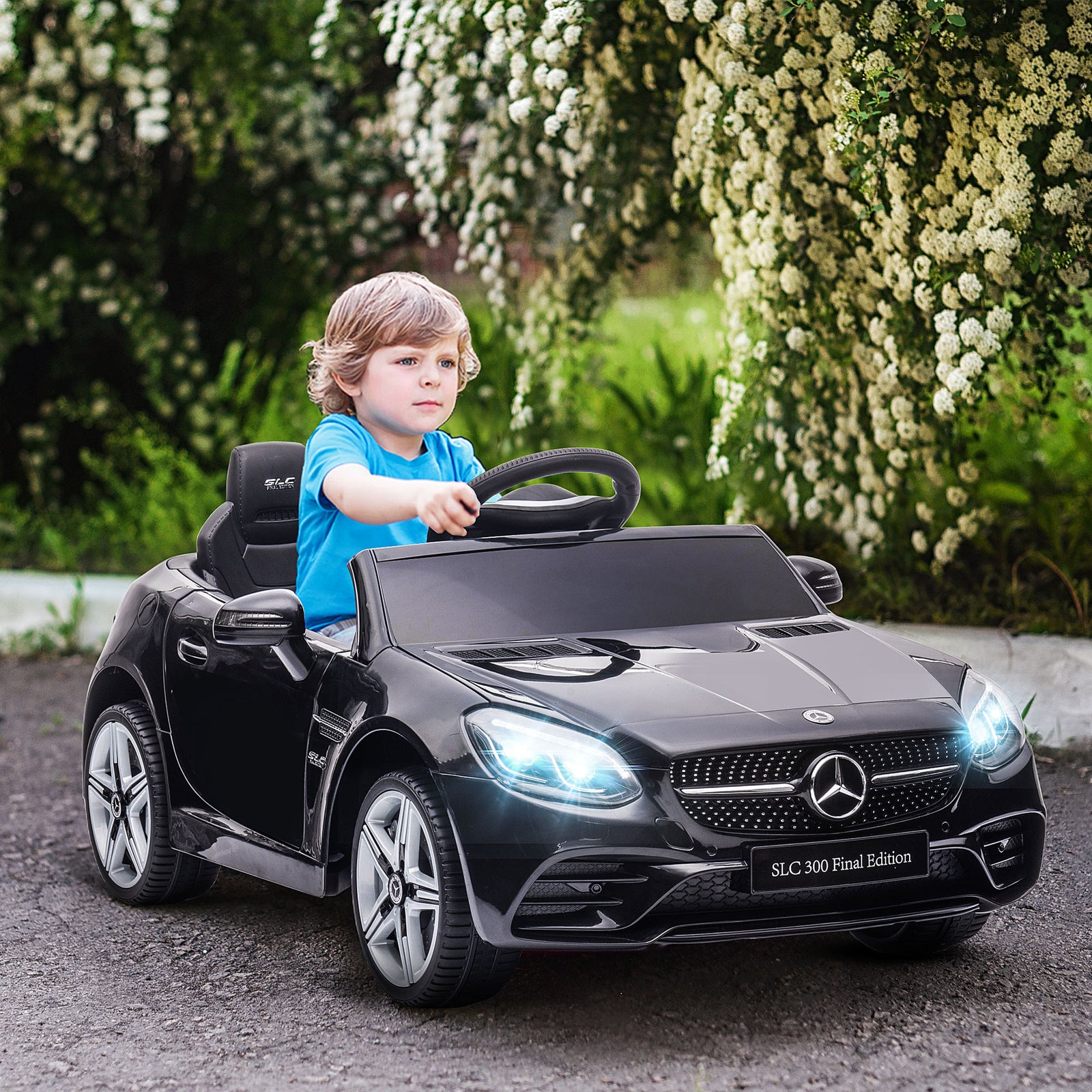 Benz 12v Kids Electric Ride On Car W/ Remote Control Music | Black