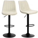 Bar Stools Set Of 2 Adjustable Swivel With Backrest | One Size | Beige