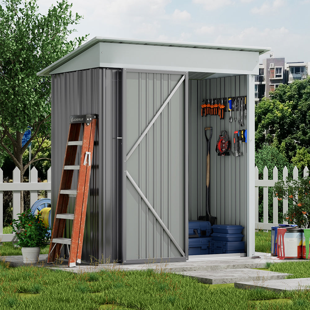3x5ft Galvanised Metal Garden Shed Metal Storage Shed With Lockable Door