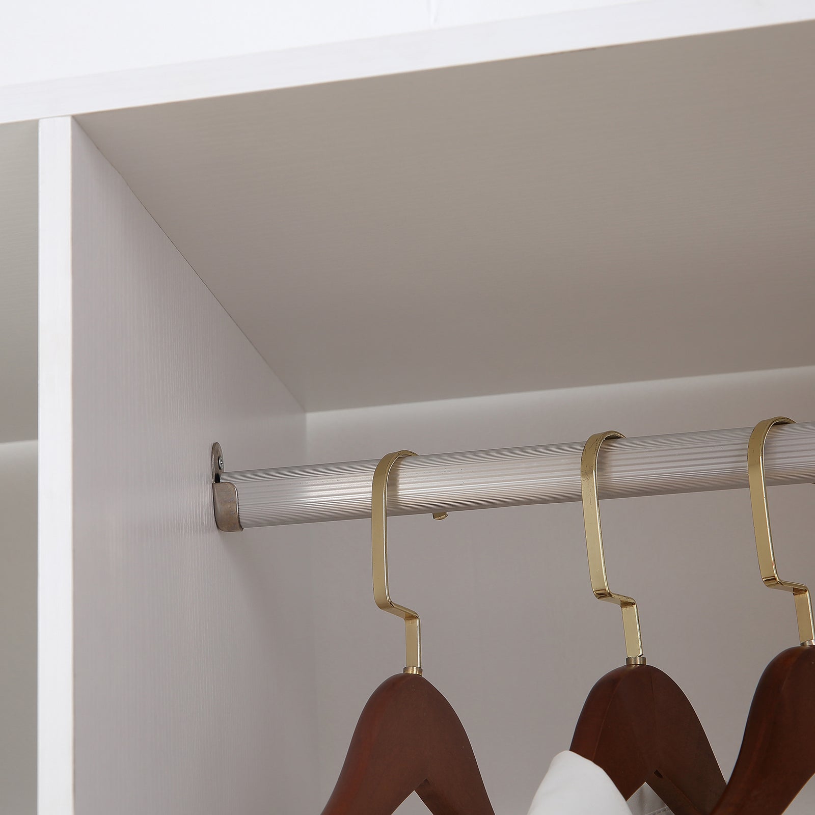 Mobile Double Open Wardrobe W/ Clothes Hanging Rail Colthing | One Size | White