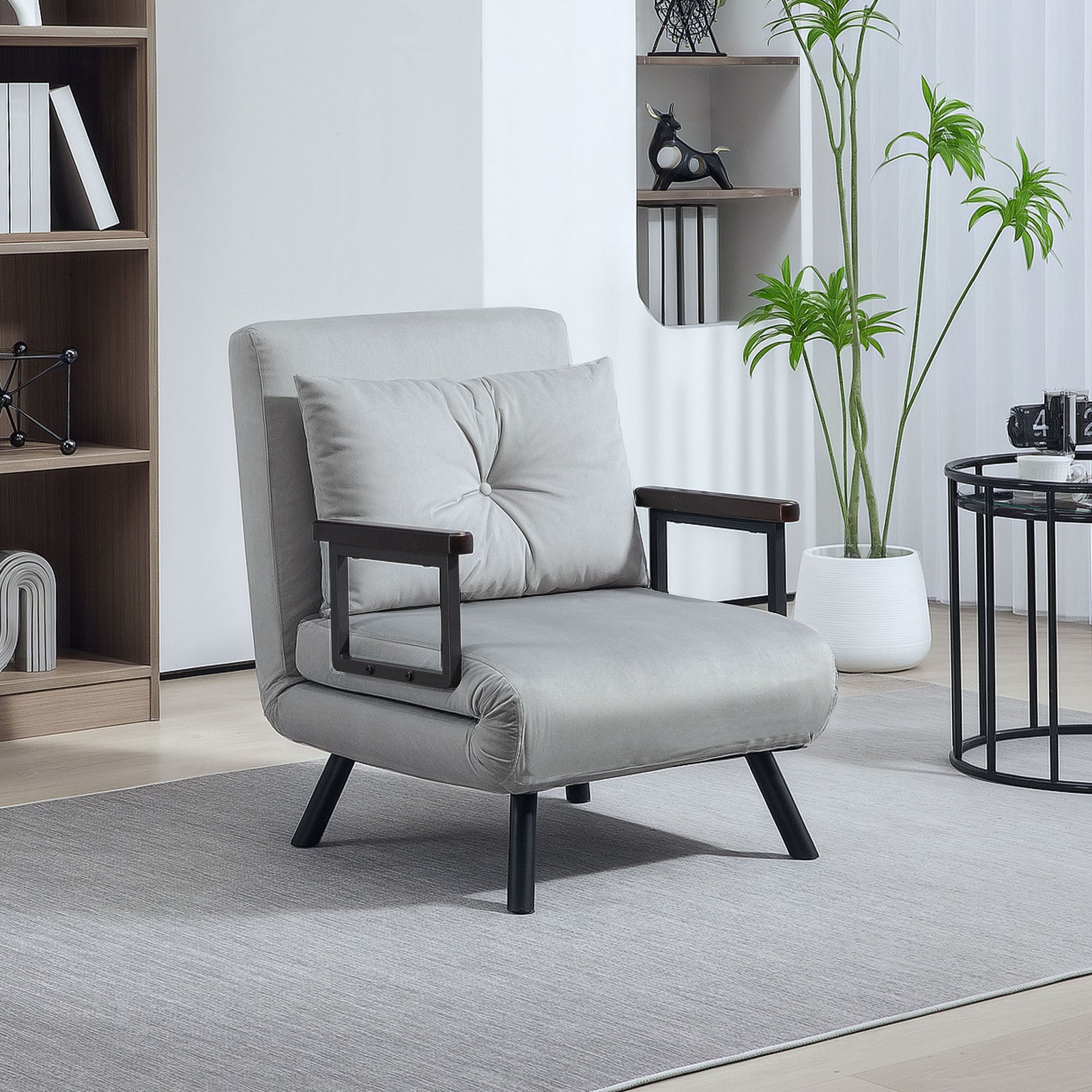 Click Clack Single Chair Bed Settee For Living Room | One Size | Light Grey