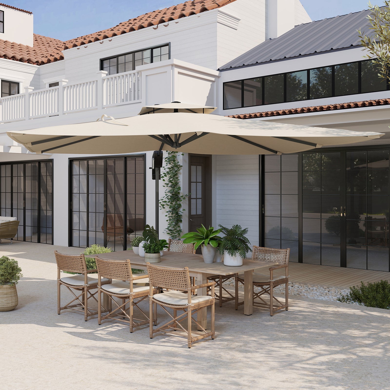 3.7x2.7m Cantilever Parasol, Hanging Offset Umbrella