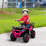 12v Kids Electric Ride On Atv W/ Spring Suspension, Storage Basket | Pink