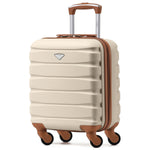 45x36x20cm Lightweight Underseat Cabin Carry On Suitcase - 100+ Airline Approved - Hard Shell Luggage - 4 Wheels | 45 x 36 x 20cm | Cream