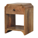 Solid Wood Newton Mini Oak-ish Nightstand With A Drawer And Open Shelf