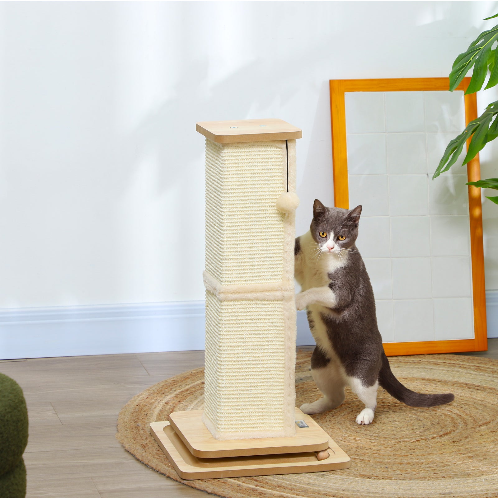 67cm Cat Scratching Post 3 In 1 Cat Scratcher W/ Track Ball Toy