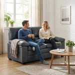 Oxford Faux Leather Sofa 2 Seater | Dark Grey
