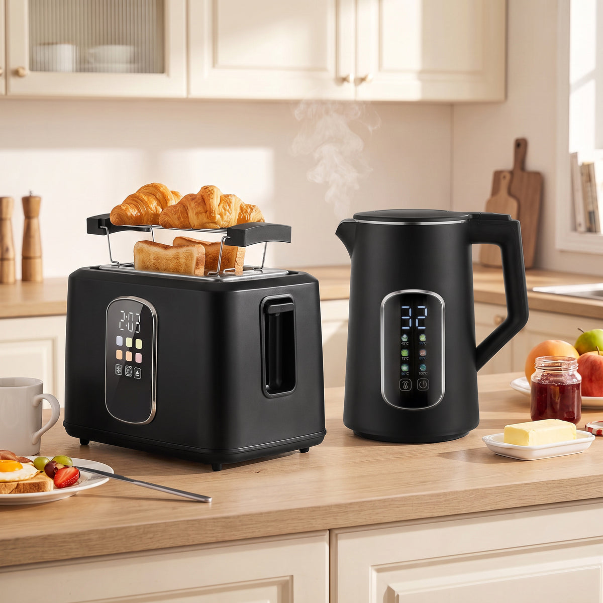 1.5l 3000w Kettle And Toaster Set With Strix Thermostat, Keep Warm