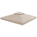 3x3m Gazebo Top Cover Double Tier Canopy Replacement | Beige