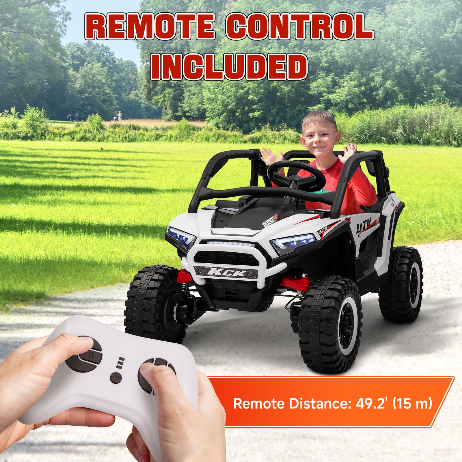 Aiyaplay 2 Seater 24v 7ah Ride On Truck W/ Spring Suspension | White