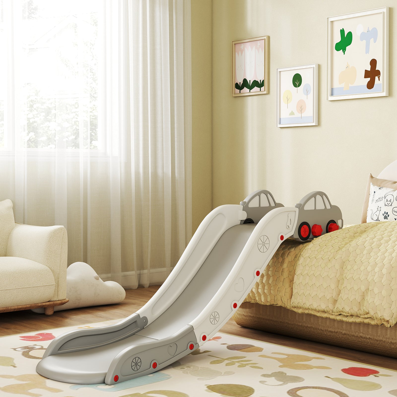 Kids Slide For Bed, Sofa, Easy To Assemble | Grey