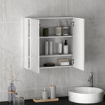 HOMCOM Bathroom Mirror Cabinet Wall Mounted, 60 X 15 X 60 Cm, White