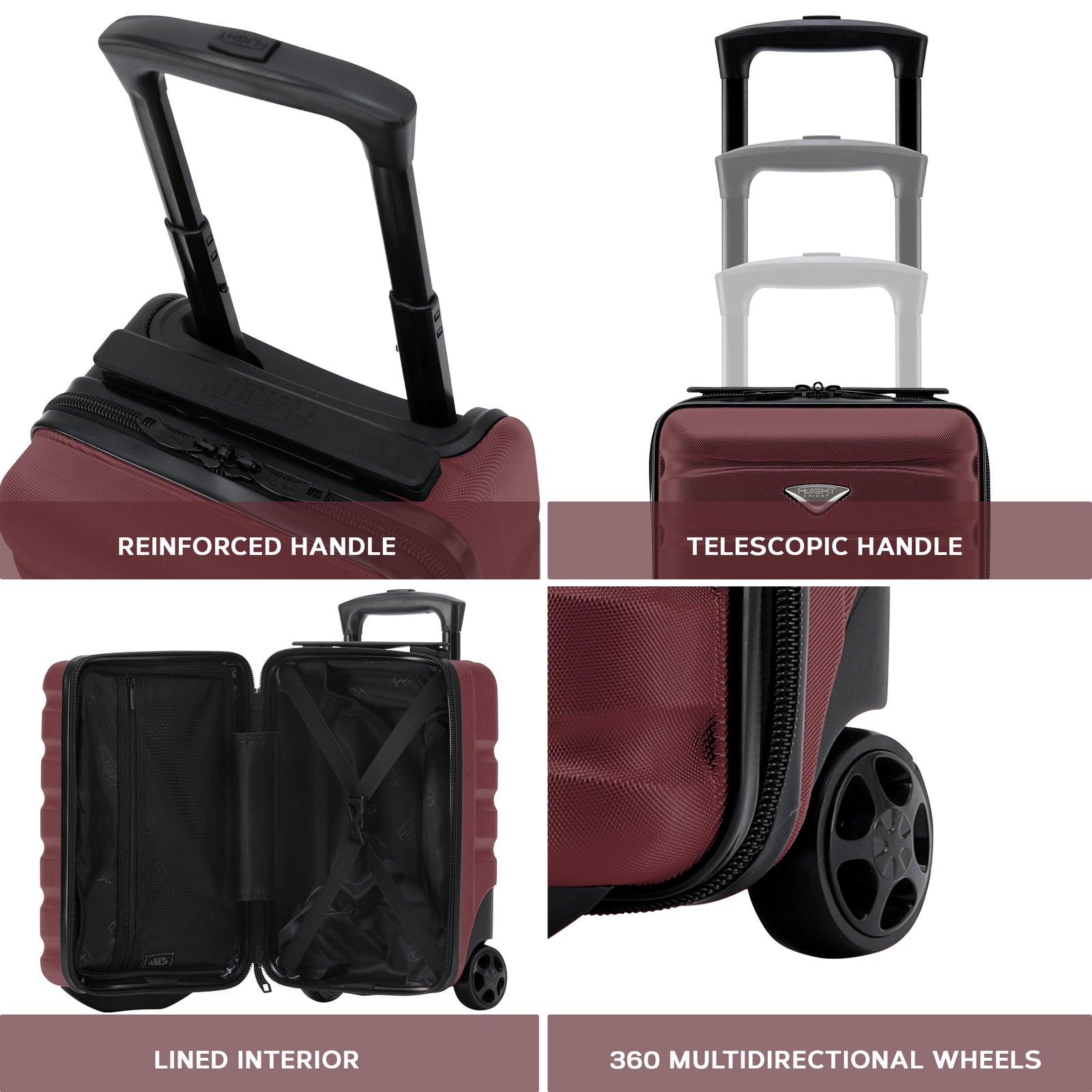 40x20x25cm Hard Case Cabin Suitcase Ryanair Free Approved Carry On | Cabin | Burgundy