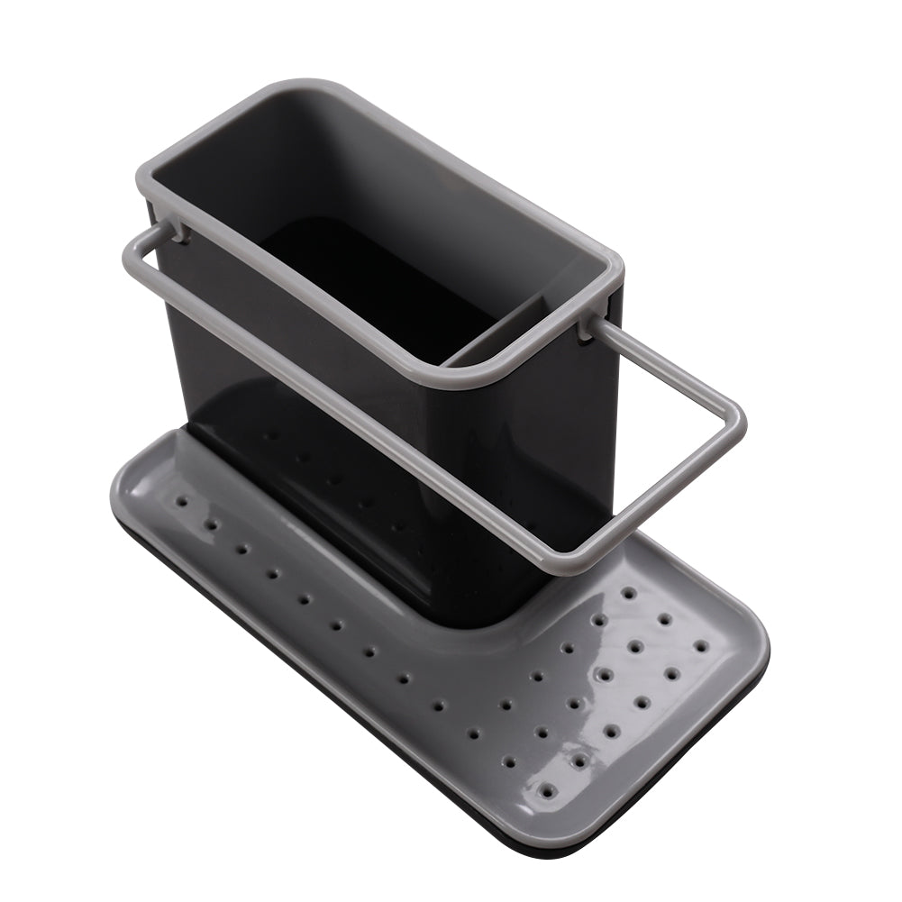Kitchen Sponge Cloth Holder Sink Caddy Organiser | Black & Grey