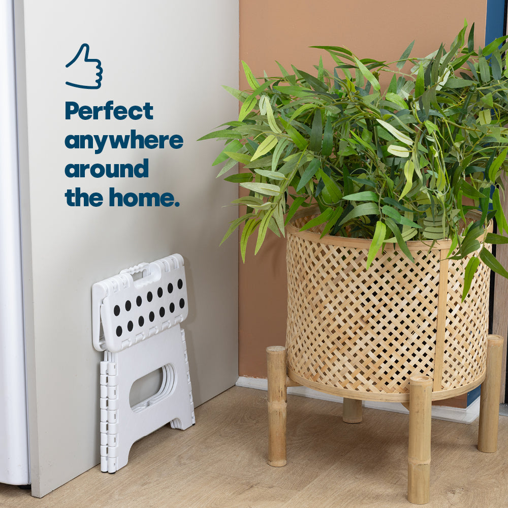Compact Folding Step Stool With Non-slip Surface | White