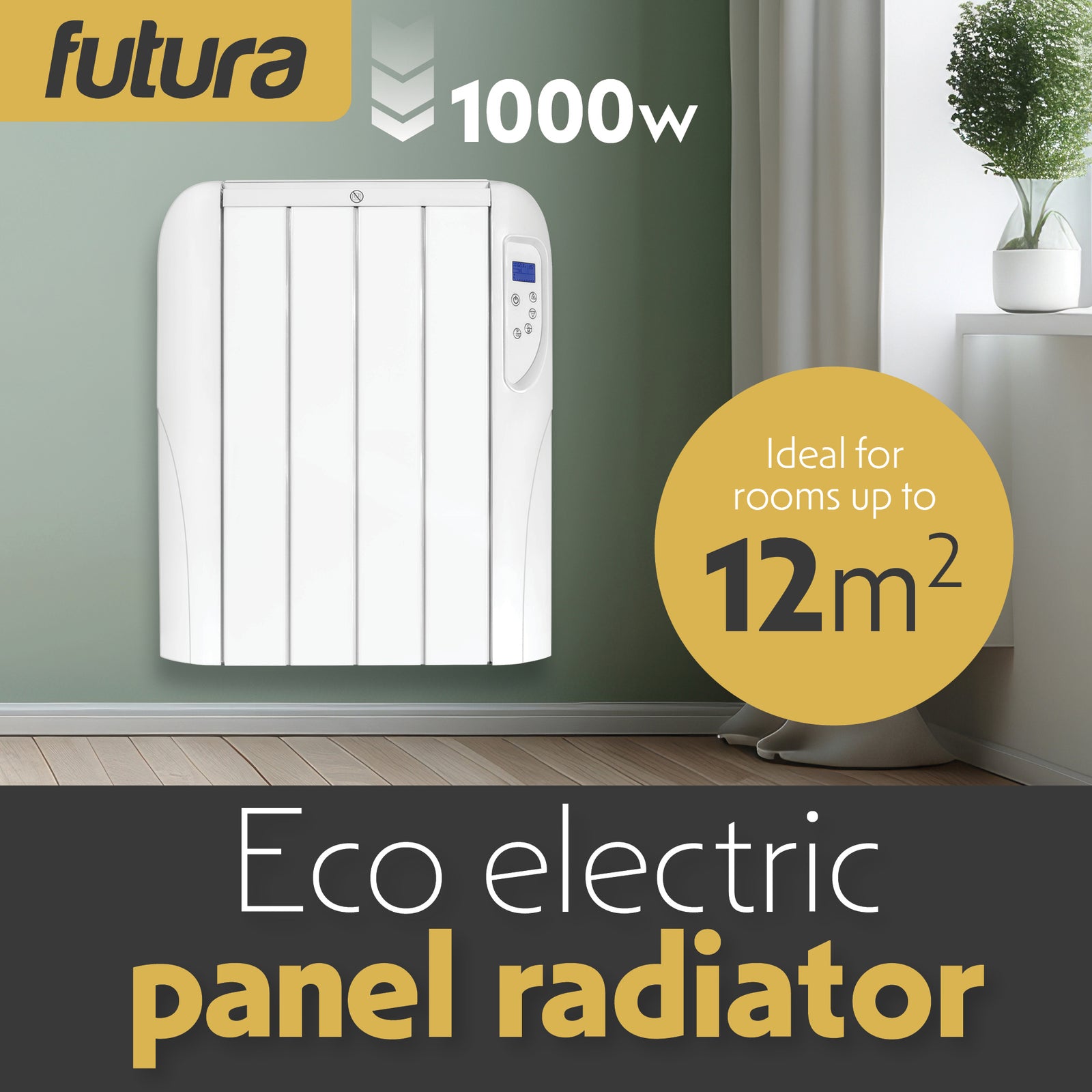 Electric Radiator Panel Heater Wall Mounted Advanced Timer Digital Thermostat, Bathroom Safe Room Heater | 1000w | White