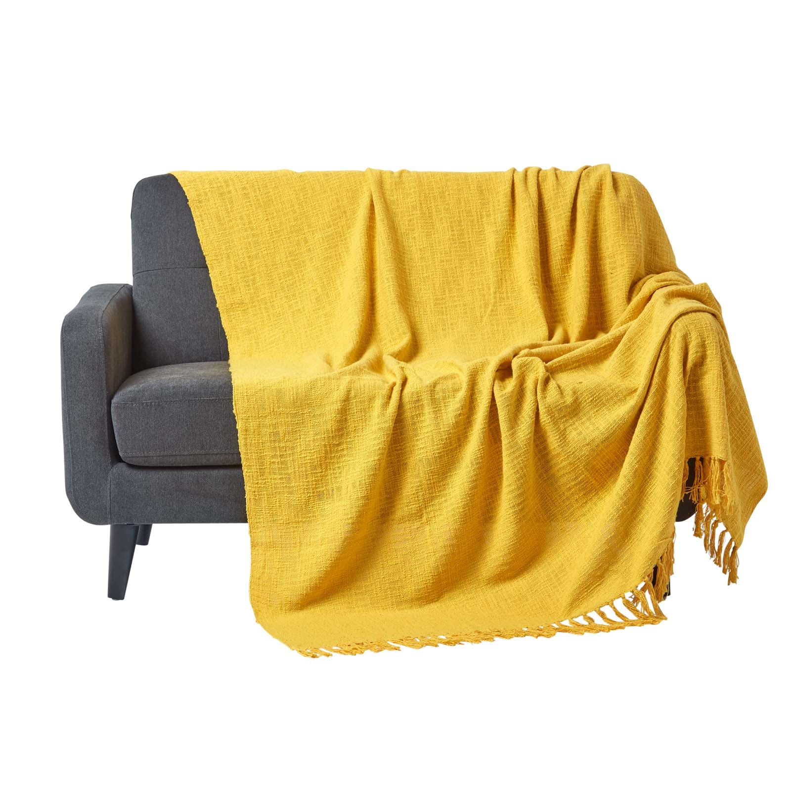 Nirvana Handwoven Slub Cotton Throw | 150cm x 200cm | Yellow