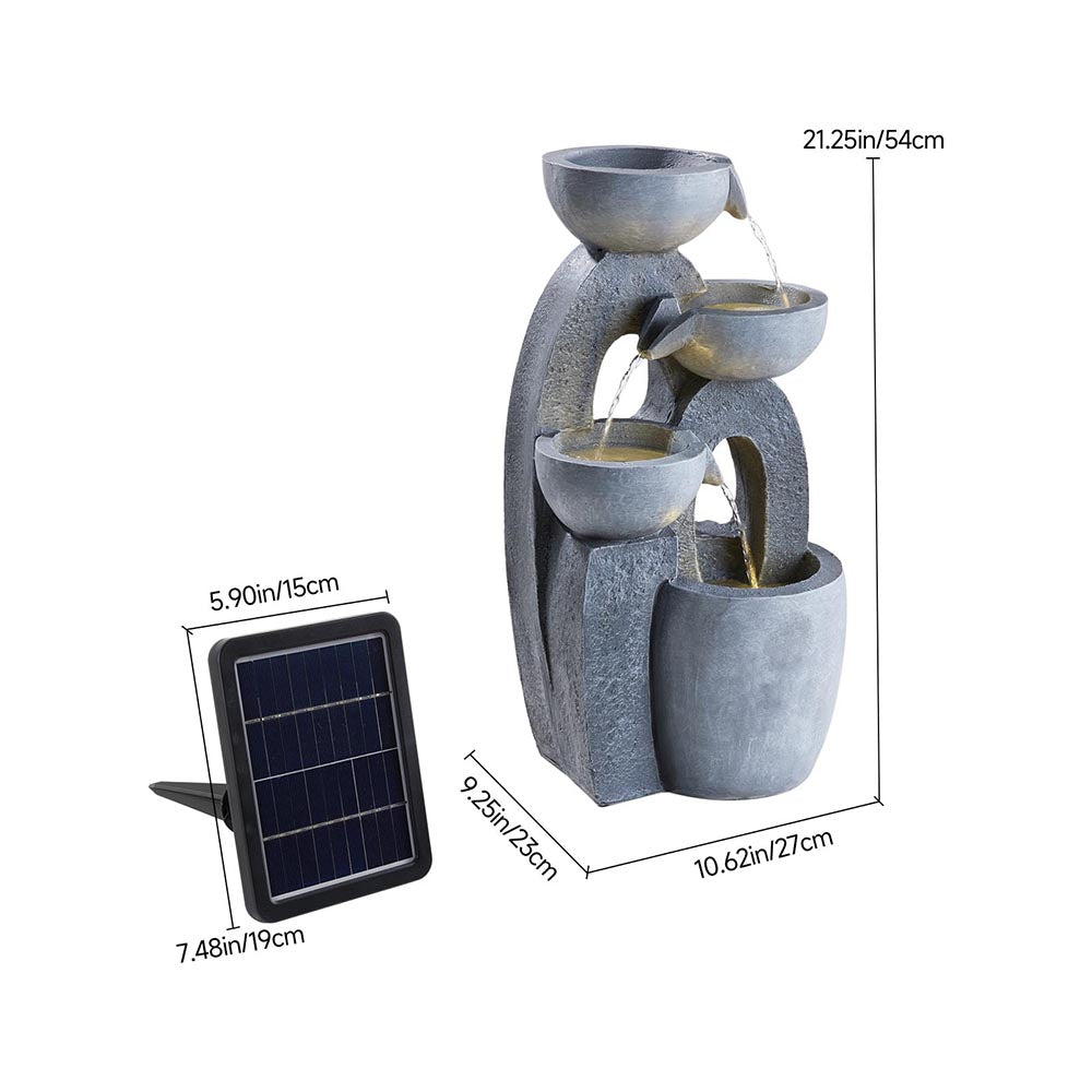 4-tier Solar-powered Water Fountain Outdoor Garden Decor