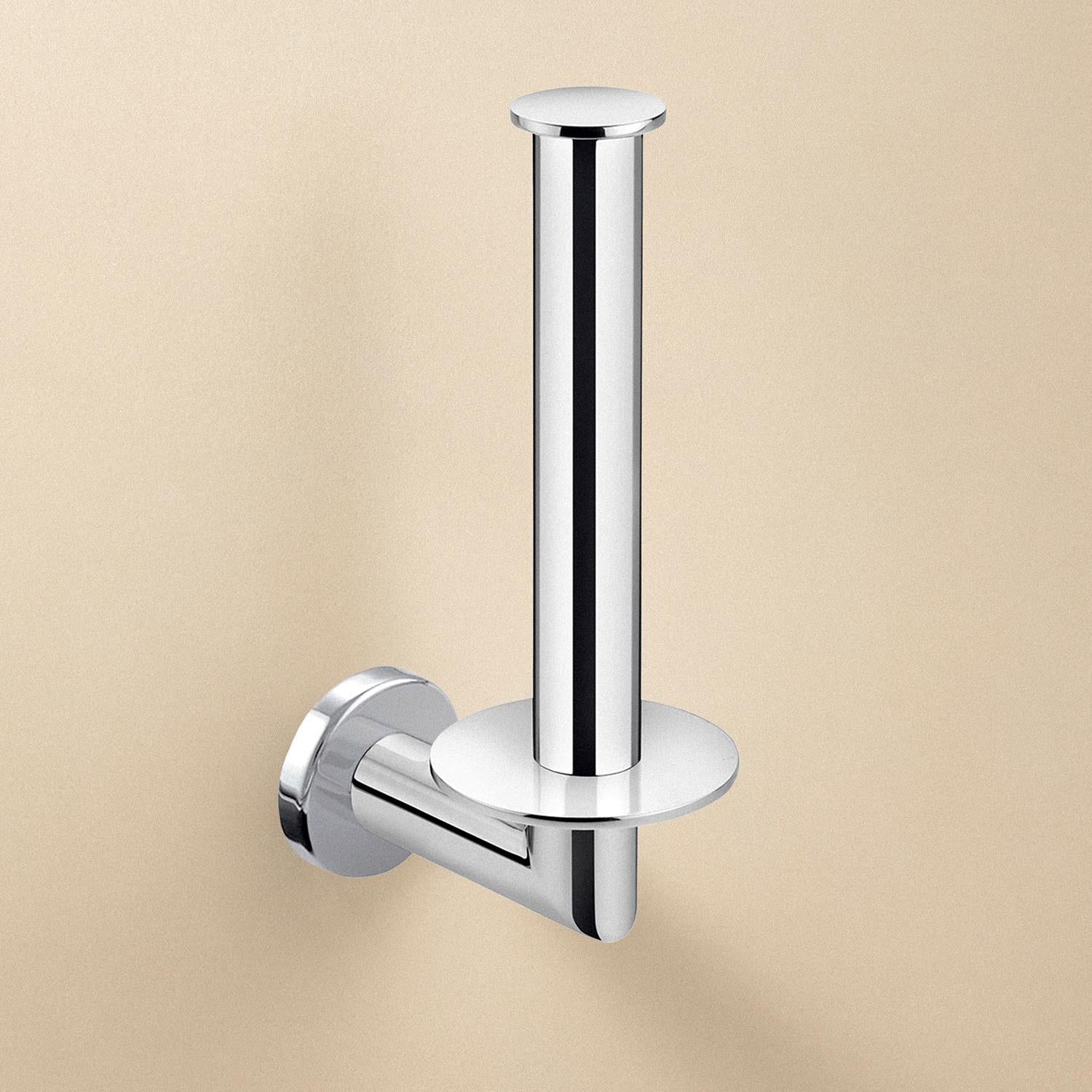 Toilet Roll Holder With Lid, Vertical, Silver, Architect S+ Collection
