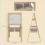 3 In 1 Kids Easel With Paper Roll, Storage Baskets - Natural