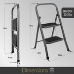 2 Step Ladder, Heavy-duty Steel Folding Home Diy Step Stool With Wide Non-slip Steps & Anti Slip Feet 150kg Capacity | 2 Step | Grey