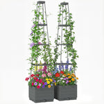 Outsunny 2 Pack Raised Garden Bed With Trellis And Removable Drainage Tray