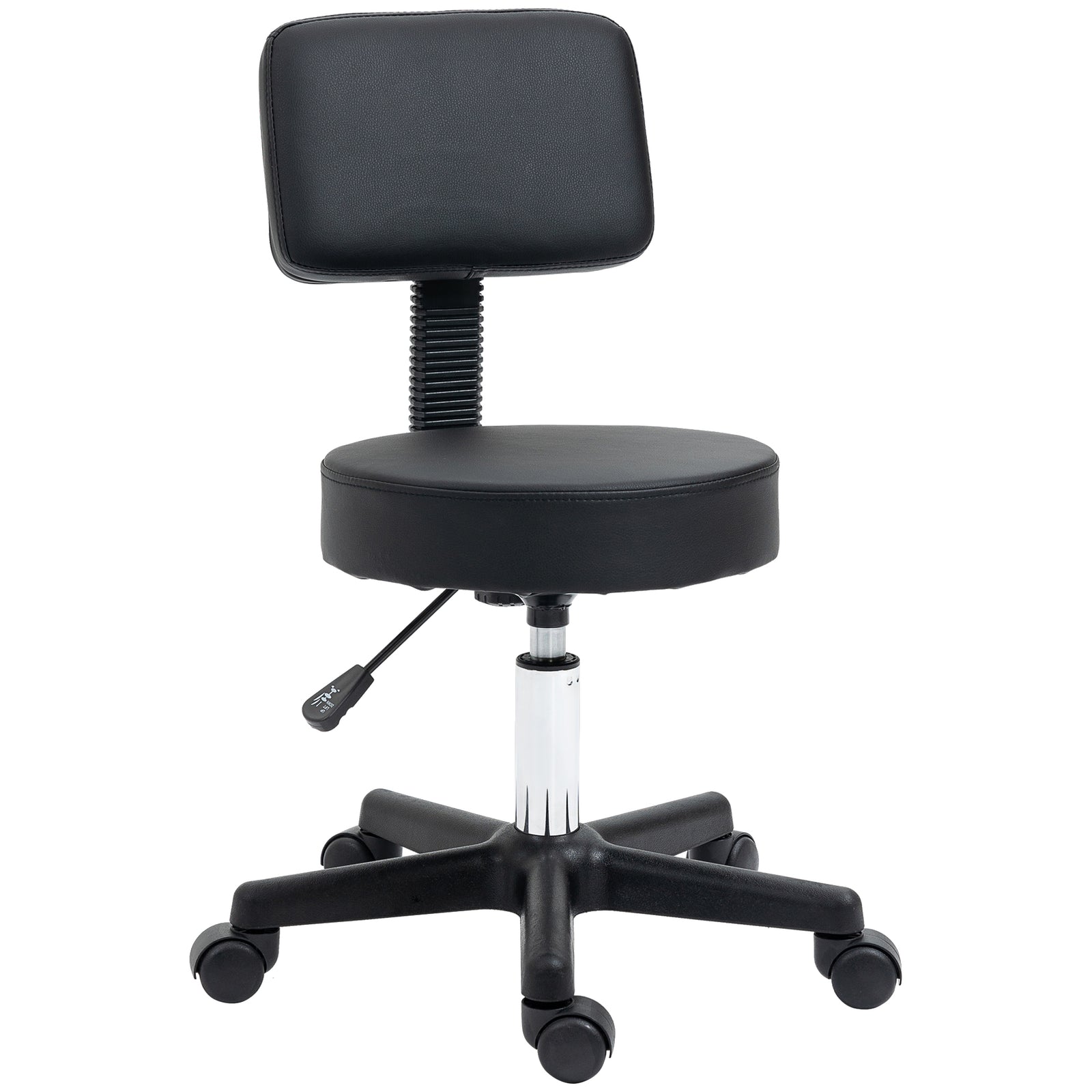 Adjustable Swivel Salon Chair Padded Seat Back 5 Wheels | One Size | Black