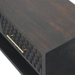Cadiz Carved Shoe Storage Bench, 2 Drawers, 1 Open Slot, Dark Brown