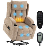 Power Recliner Chair W/ Massage And Heat, Electric Lift Chair | Brown