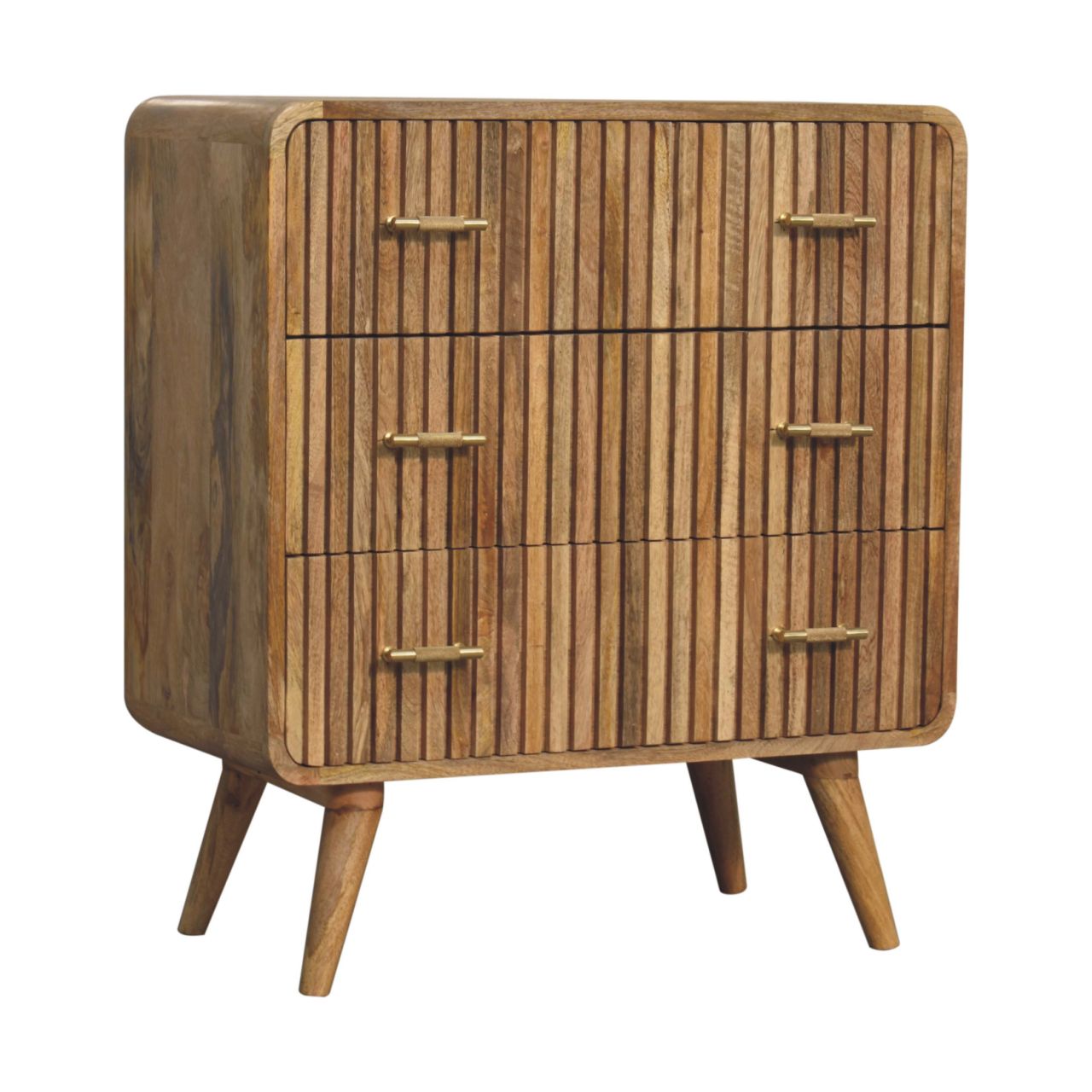 Solid Mango Wood T-bar Ridged Chest