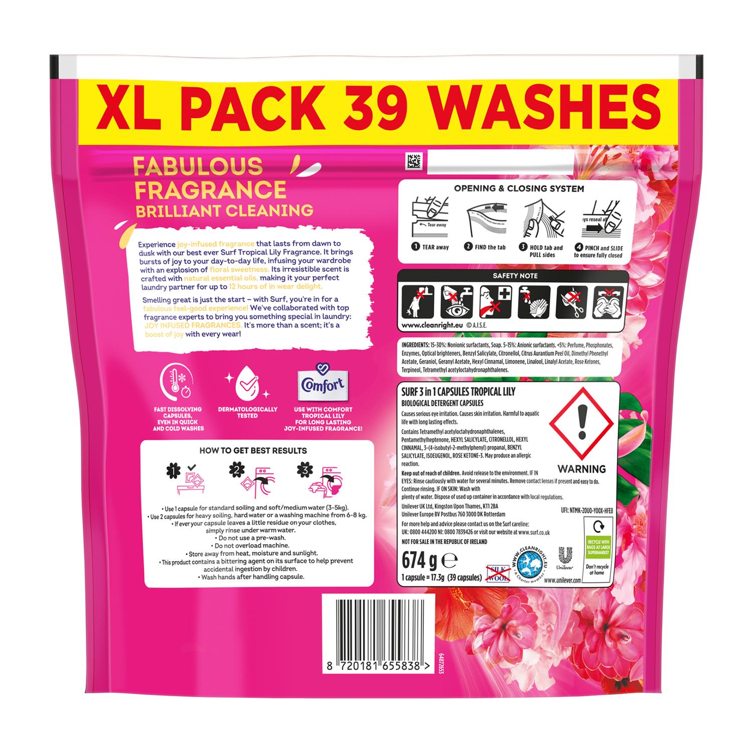 3 In 1 Laundry Washing Detergent Capsules Tropical Lily | 117 Washes