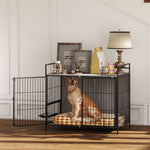 Pawhut Dog Crate Furniture With Rotating Bowl Holder For Large Dogs, Grey