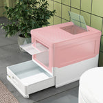 Hooded Cat Litter Box Litter Tray Pet Toilet W/ Scoop, Front Entry - Pink