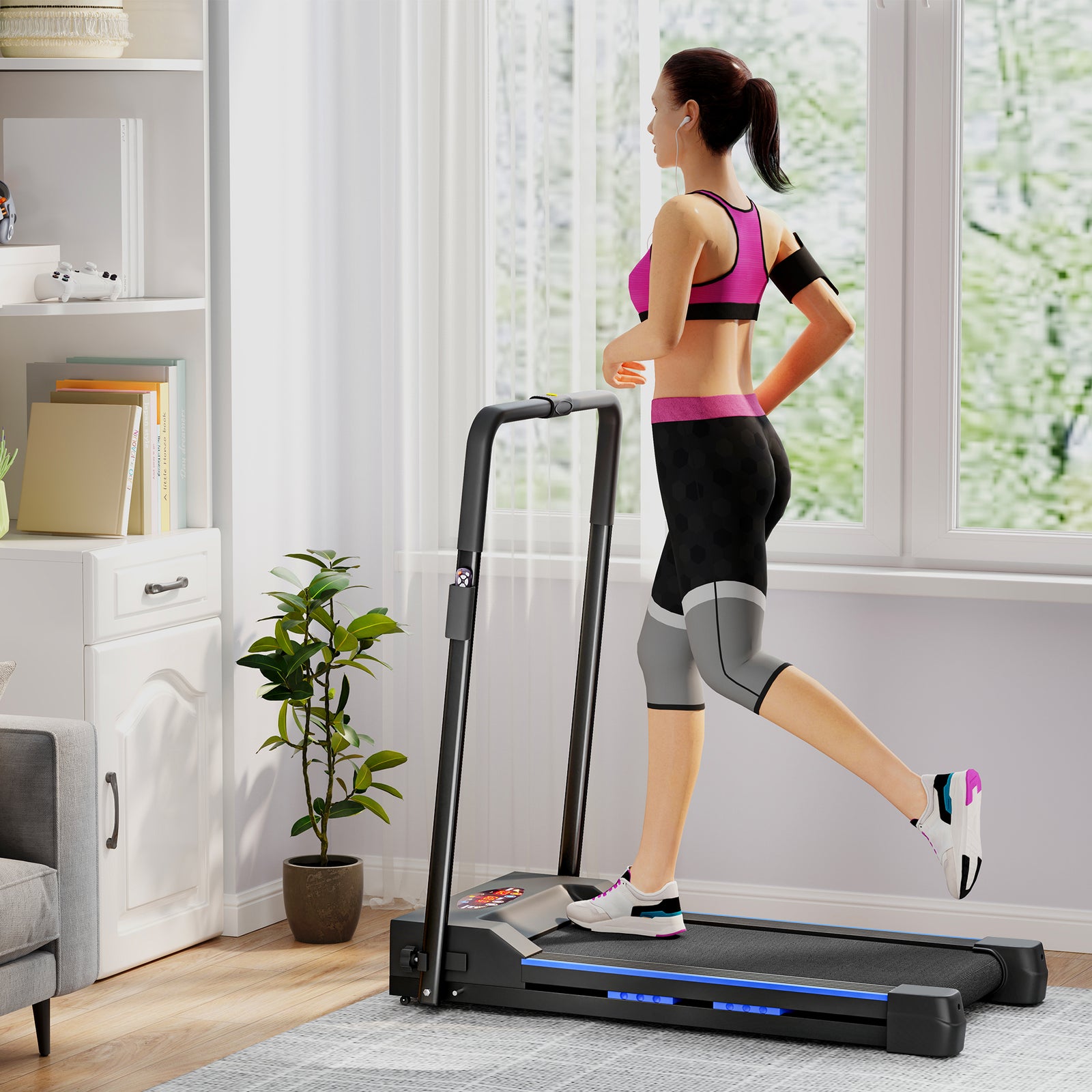 1-6 Km/h Folding Walking Treadmill W/ Remote Control | Blue