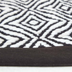 Trance Black And White Diamond Pattern Recycled Fibre Rug | 150cm | Black & White