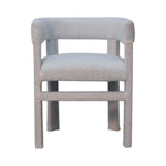 Solid Wood White Boucle Occasional Chair