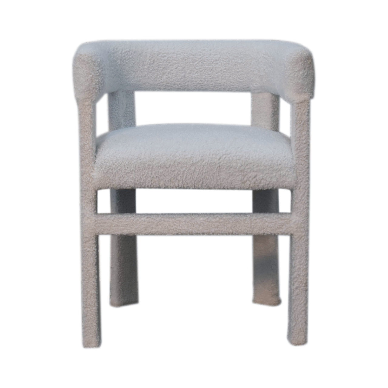 Solid Wood White Boucle Occasional Chair