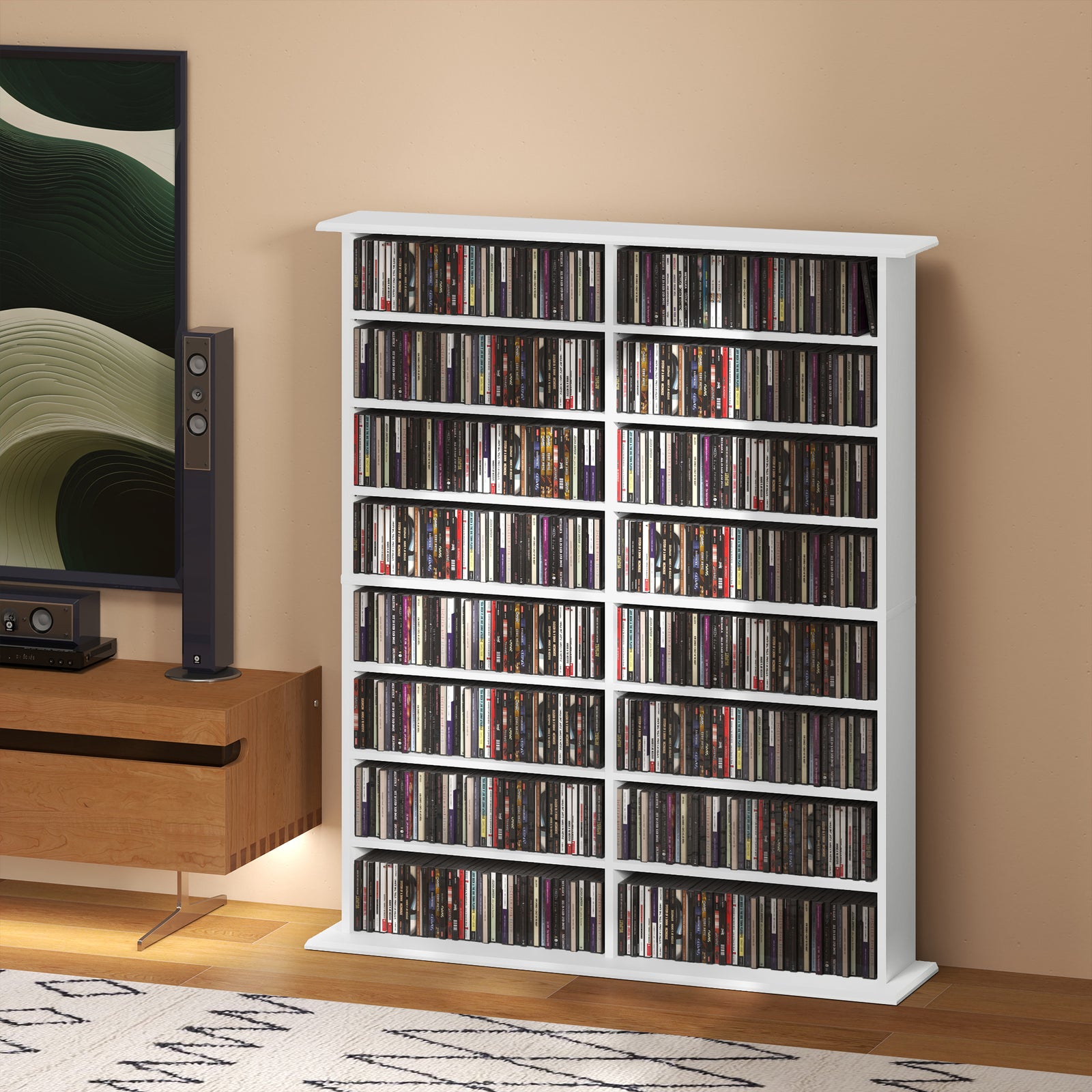 Cd Storage Unit Dvd Tower Blu-ray Storage Shelf For Office | Large | White