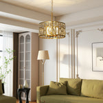 HOMCOM Modern Flush Mount Ceiling Light, Crystal Chandelier For Living Room