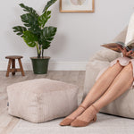 Theo Cord Bean Bag Pouffe Footstool | Beige