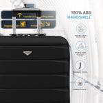 56x45x25cm Large Cabin Carry On Case - Overhead Luggage Suitcase - 4 Spinner Wheels - Abs Shell | 56 x 45 x 25cm | Black & Silver