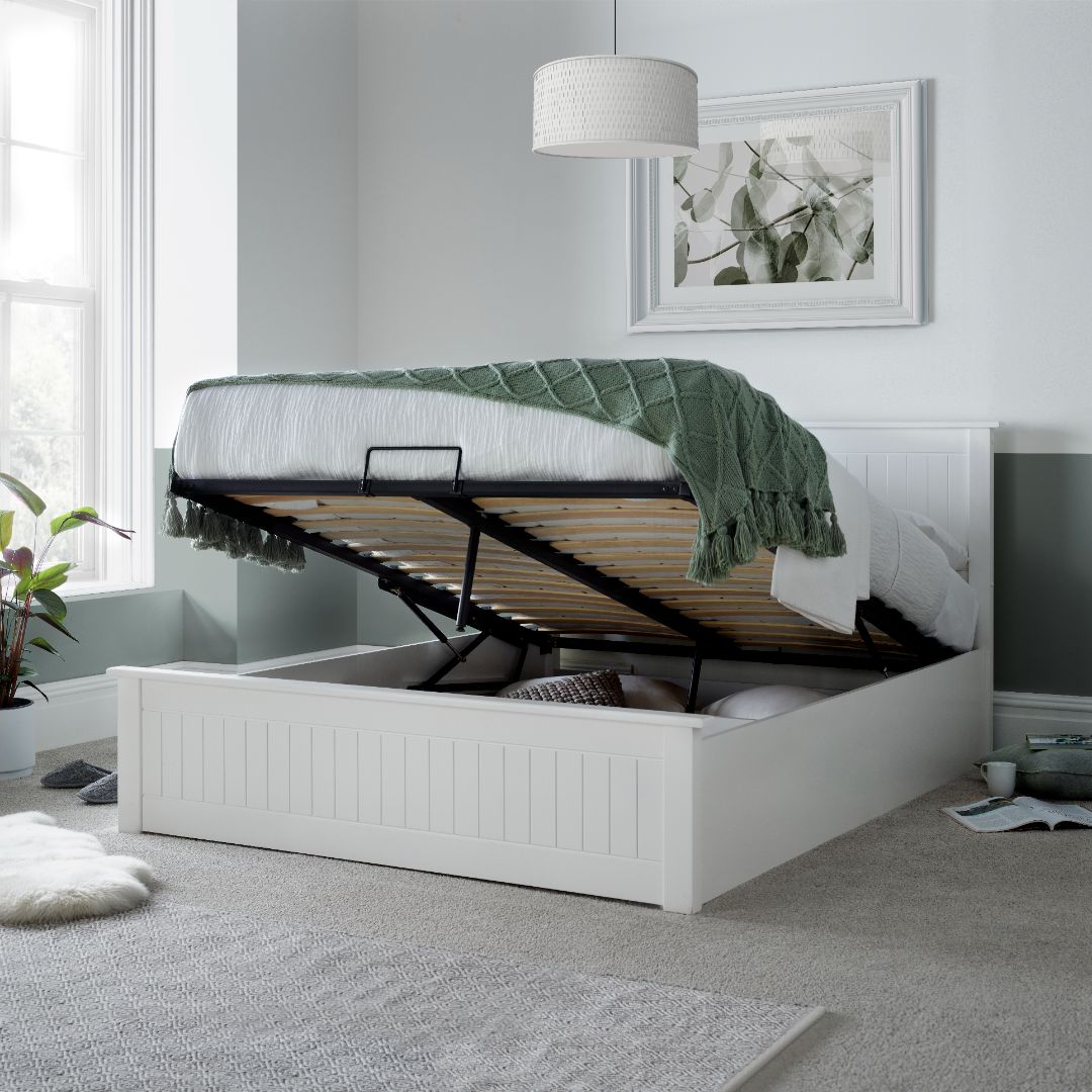 Dawson Wooden Ottoman Bed | Double | White