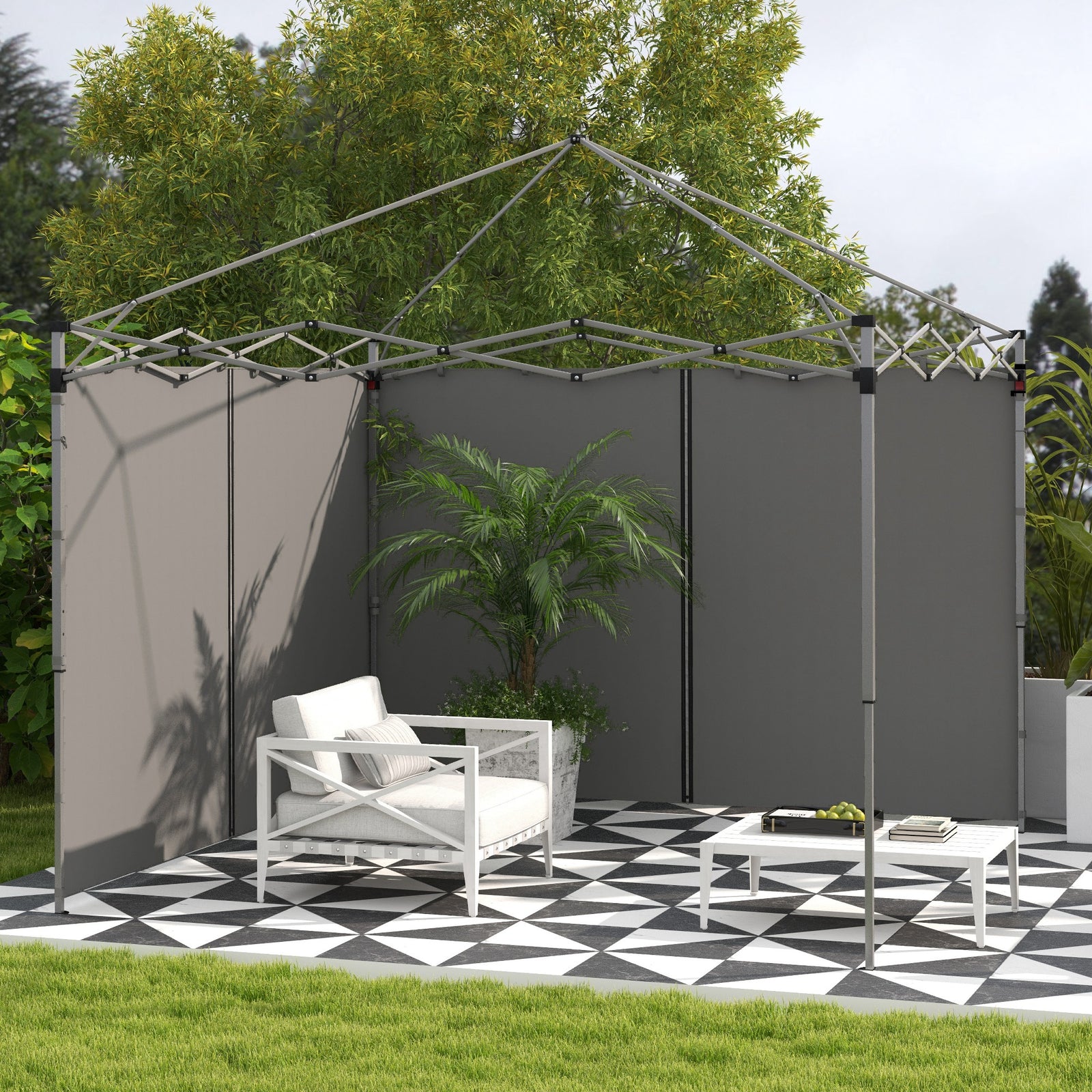 3x3(m) Or 3x6m Pop Up Gazebo Side Panels With Zipped Doors | Light Slate Gray