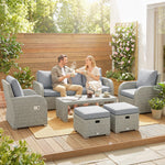 Rattan Garden Furniture Set With Recliners, Footstools | Dark Grey