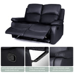 Bonded Leather Recliner Sofa - 2 Seater | Black